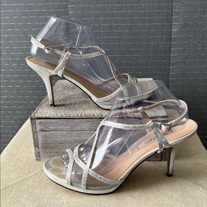 Nina Silver Strap Rhinestone Heels